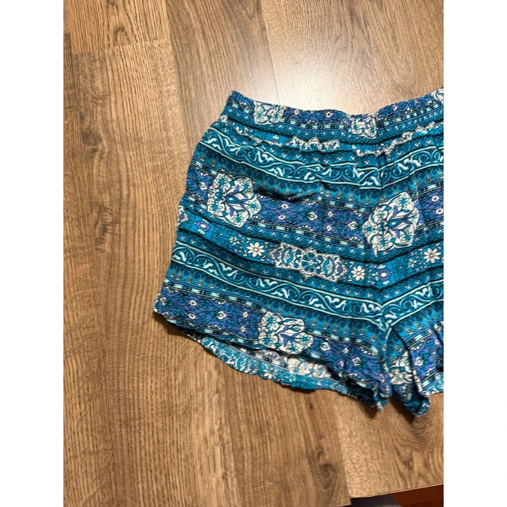 Miss Attitude Shorts Girls M 10/12 Blue Boho Medallion Rayon Lined Excellent